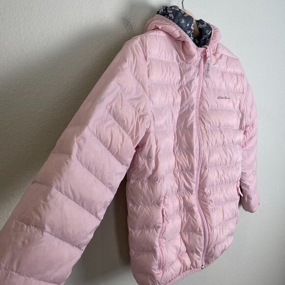 Eddie Bauer Girls Large 14/16 Reversible Puffer Down Jacket Zip Up Hooded - Picture 12 of 16
